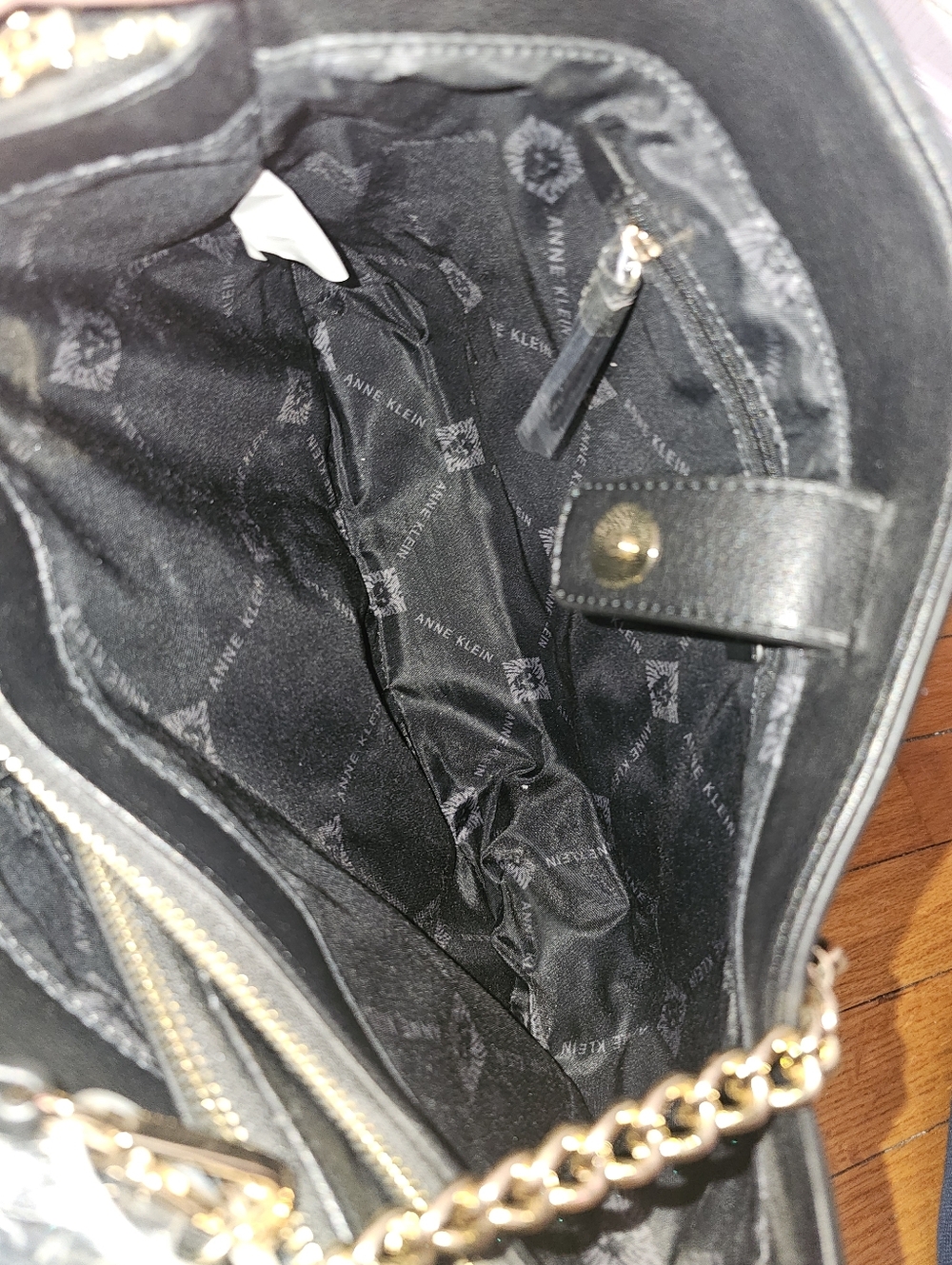 Anne Klein Black and Gold Quilted Tote - Picture 5 of 9